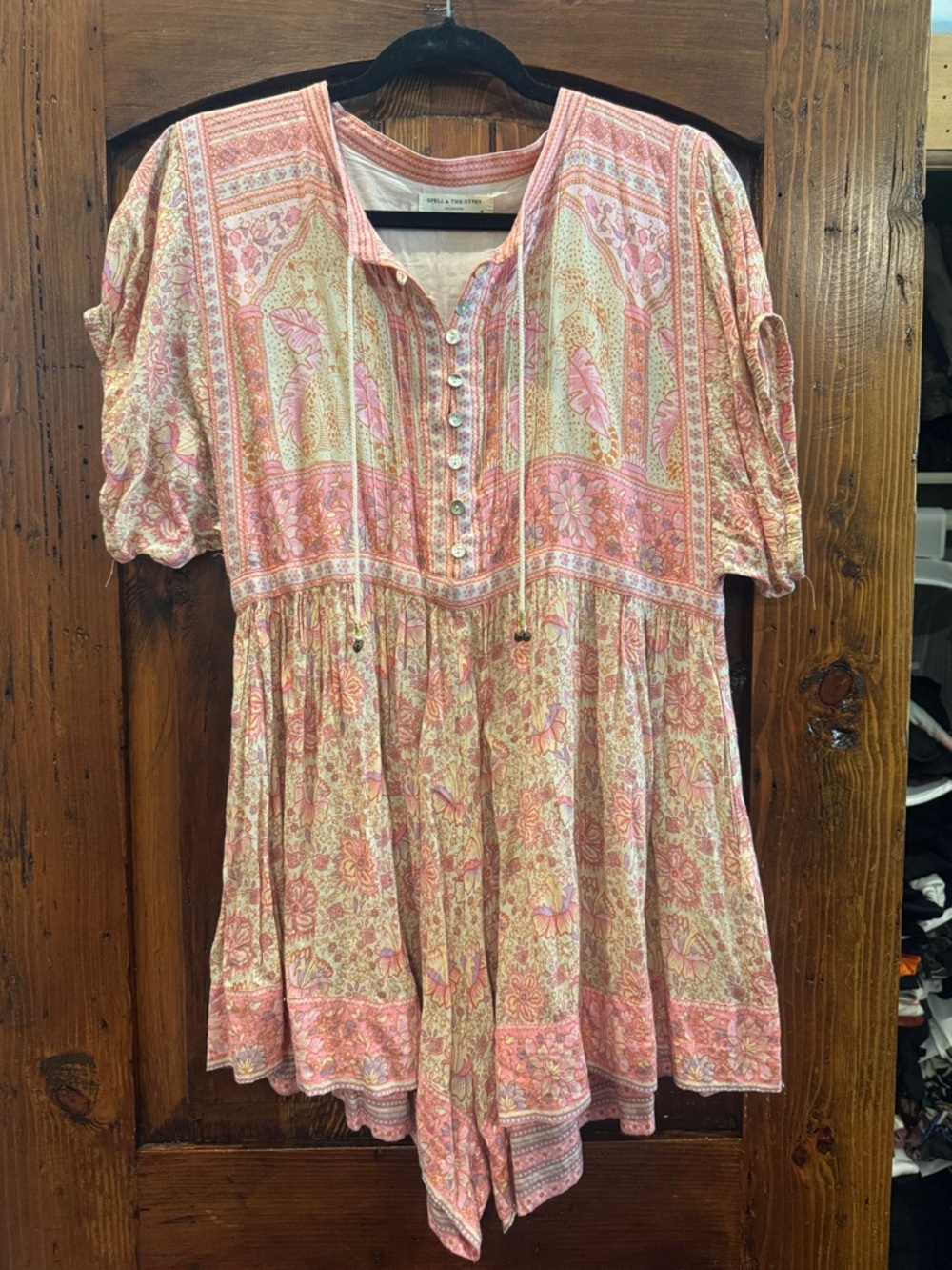 Spell Pink and Cream Floral Boho romper
